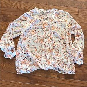 Mystree Floral Blouse in Cream and Orange